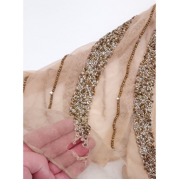 Mac Duggal Long Sleeve Beaded Column Evening Gown Embellished Size 12 Mocha 5240 - Picture 15 of 16